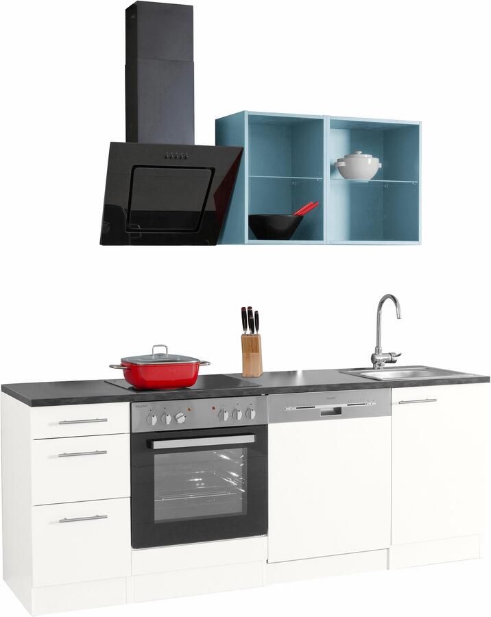 OPTIFIT Keukenblok Mini Breedte 210 cm optioneel met elektrische apparaten met werkblad - Foto 4