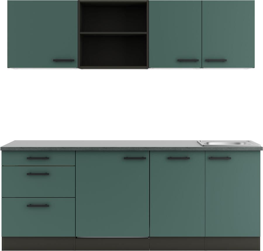 OPTIFIT Keukenblok Palma Breedte 210 cm optioneel met elektrische apparaten spiegelbeeld op te stellen - Foto 3