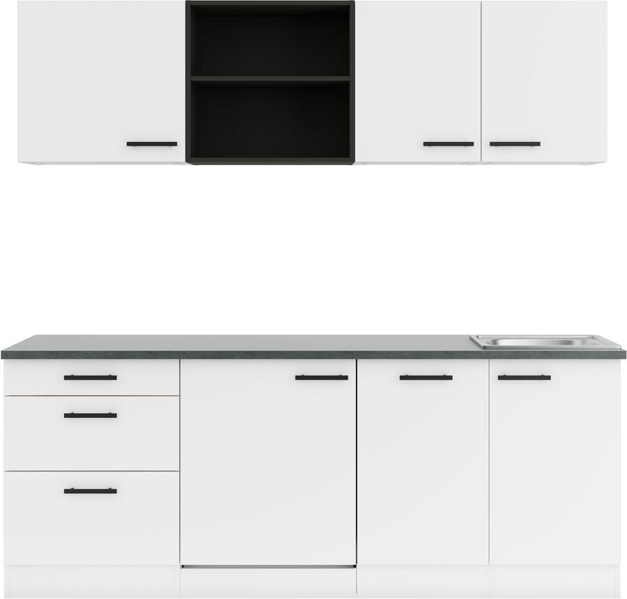 OPTIFIT Keukenblok Palma Breedte 210 cm optioneel met elektrische apparaten spiegelbeeld op te stellen - Foto 2