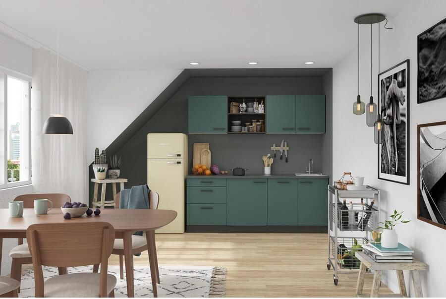 OPTIFIT Keukenblok Palma Breedte 210 cm optioneel met elektrische apparaten spiegelbeeld op te stellen - Foto 2