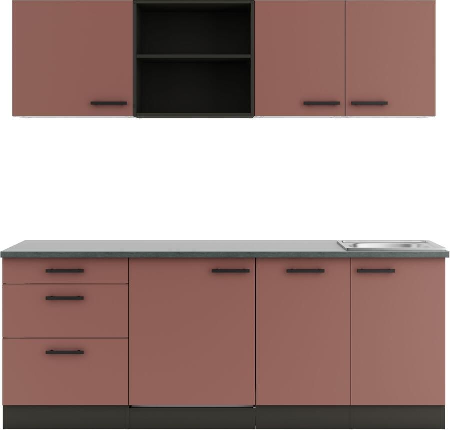 OPTIFIT Keukenblok Palma Breedte 210 cm optioneel met elektrische apparaten spiegelbeeld op te stellen - Foto 3