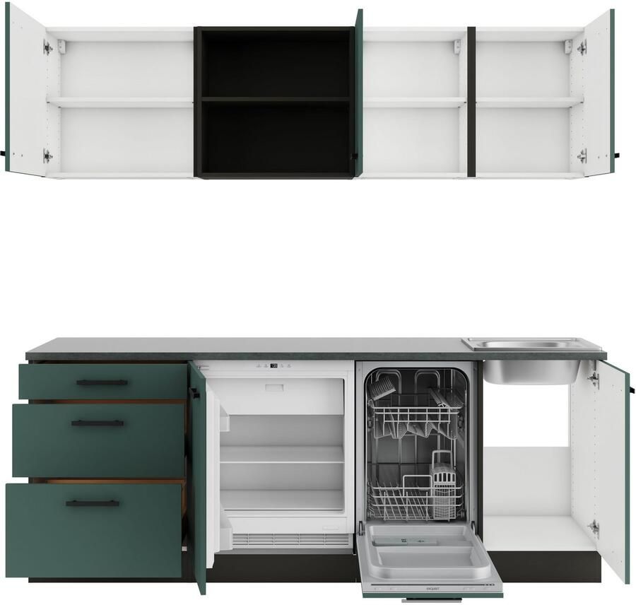 OPTIFIT Keukenblok Palma Breedte 210 cm optioneel met elektrische apparaten spiegelbeeld op te stellen