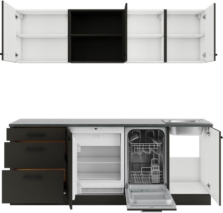 OPTIFIT Keukenblok Palma Breedte 210 cm optioneel met elektrische apparaten spiegelbeeld op te stellen