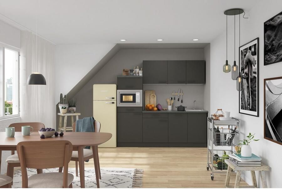 OPTIFIT Keukenblok Palma Breedte 210 cm optioneel met elektrische apparaten spiegelbeeld op te stellen - Foto 3