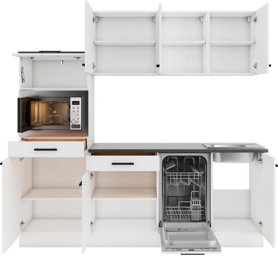 OPTIFIT Keukenblok Palma Breedte 210 cm optioneel met elektrische apparaten spiegelbeeld op te stellen - Foto 2