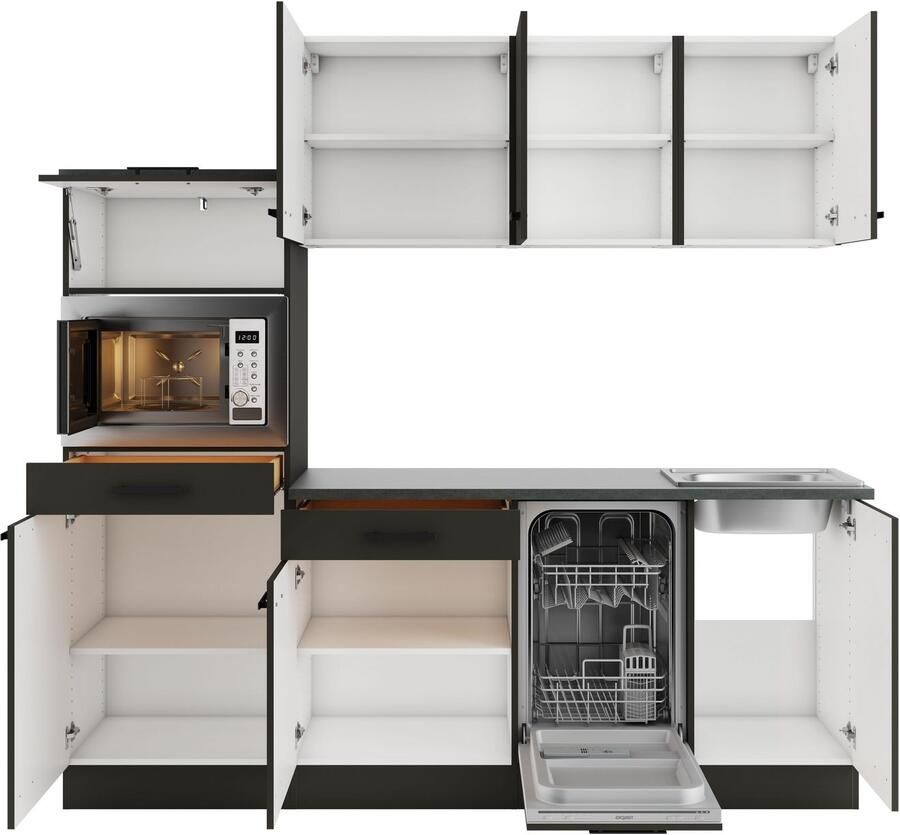 OPTIFIT Keukenblok Palma Breedte 210 cm optioneel met elektrische apparaten spiegelbeeld op te stellen - Foto 2