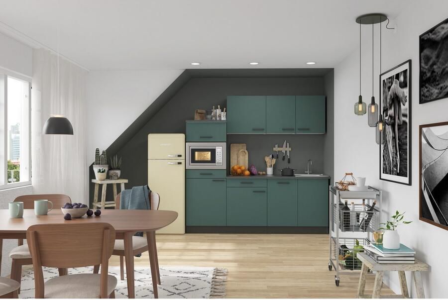 OPTIFIT Keukenblok Palma Breedte 210 cm optioneel met elektrische apparaten spiegelbeeld op te stellen - Foto 3