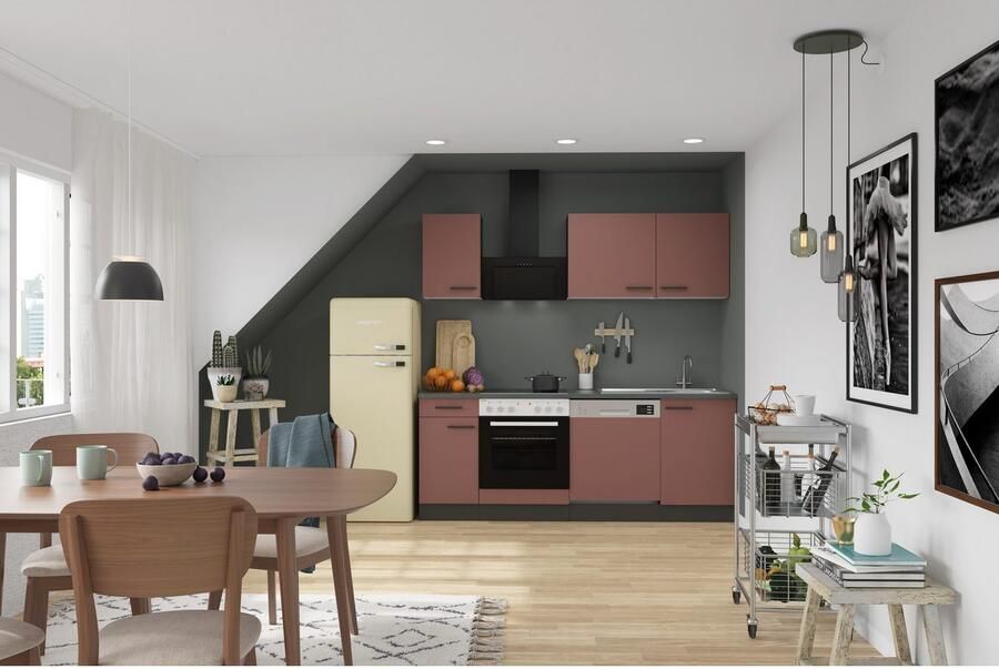 OPTIFIT Keukenblok Palma Breedte 210 cm optioneel met elektrische apparaten spiegelbeeld op te stellen - Foto 2