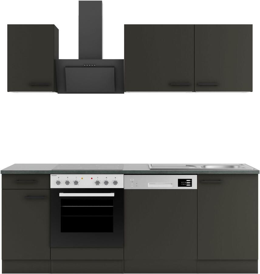 OPTIFIT Keukenblok Palma Breedte 210 cm optioneel met elektrische apparaten spiegelbeeld op te stellen - Foto 2