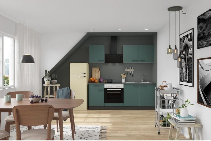 OPTIFIT Keukenblok Palma Breedte 210 cm optioneel met elektrische apparaten spiegelbeeld op te stellen - Foto 3