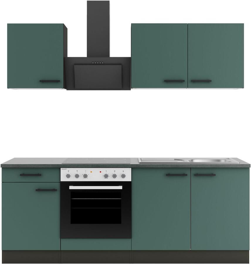 OPTIFIT Keukenblok Palma Breedte 210 cm optioneel met elektrische apparaten spiegelbeeld op te stellen