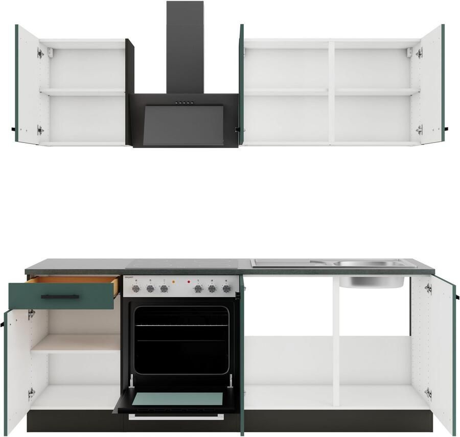 OPTIFIT Keukenblok Palma Breedte 210 cm optioneel met elektrische apparaten spiegelbeeld op te stellen - Foto 2