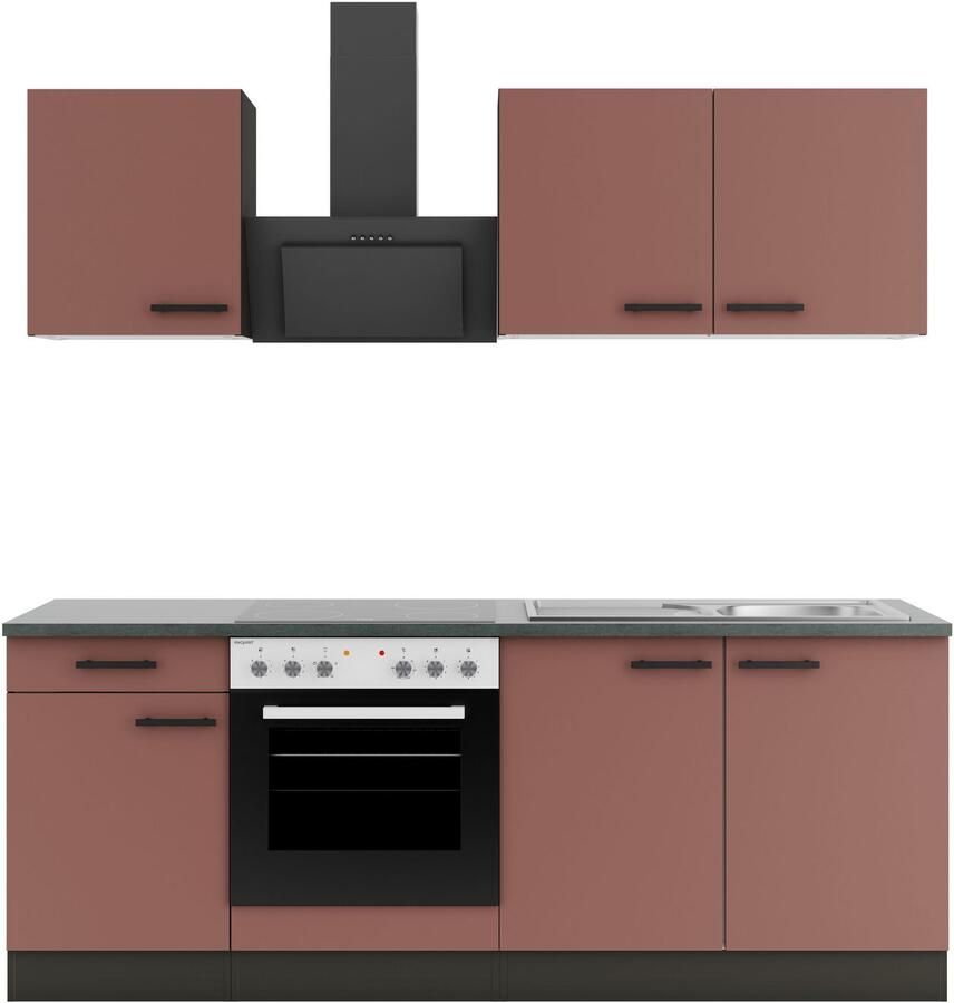 OPTIFIT Keukenblok Palma Breedte 210 cm optioneel met elektrische apparaten spiegelbeeld op te stellen