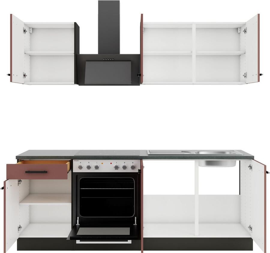 OPTIFIT Keukenblok Palma Breedte 210 cm optioneel met elektrische apparaten spiegelbeeld op te stellen - Foto 2