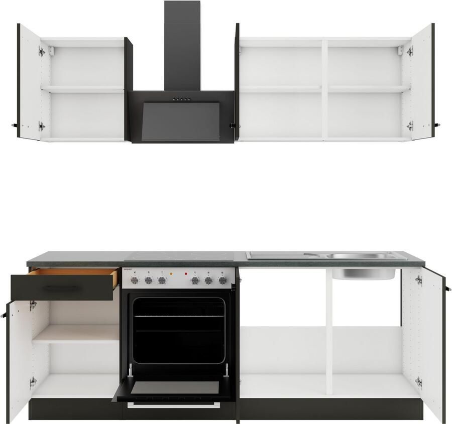 OPTIFIT Keukenblok Palma Breedte 210 cm optioneel met elektrische apparaten spiegelbeeld op te stellen - Foto 2