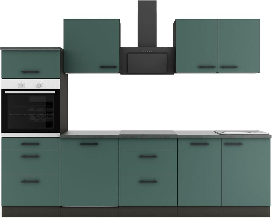 OPTIFIT Keukenblok Palma Breedte 270 cm optioneel met E-apparaten aan de zijkant omkeerbaar