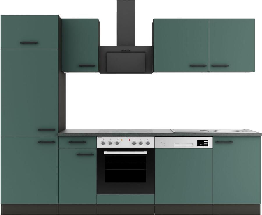 OPTIFIT Keukenblok Palma Breedte 270 cm optioneel met E-apparaten aan de zijkant omkeerbaar