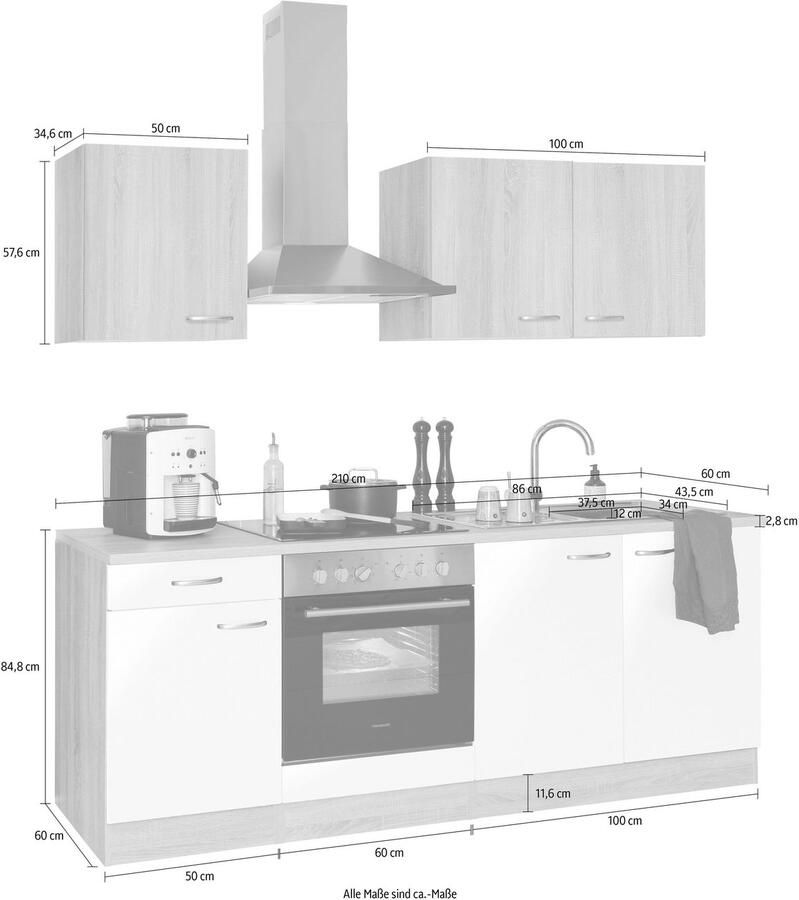 OPTIFIT Keukenblok Parare zonder elektrische apparaten breedte 210 cm - Foto 2