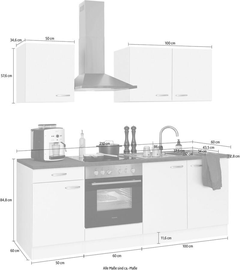 OPTIFIT Keukenblok Parare zonder elektrische apparaten breedte 210 cm - Foto 2