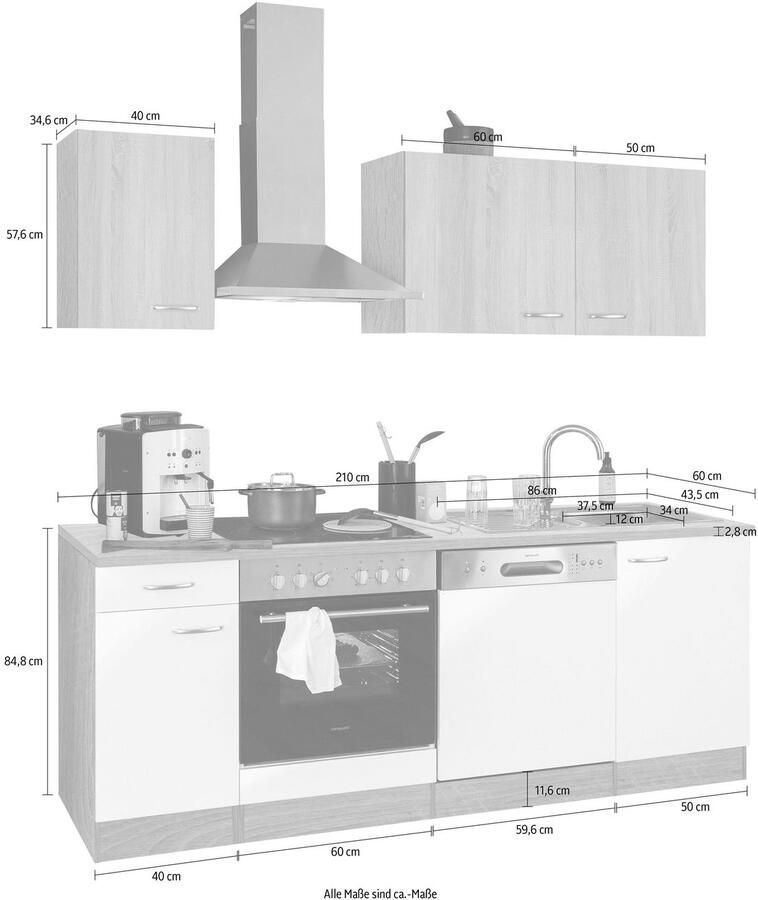 OPTIFIT Keukenblok Parare zonder elektrische apparaten breedte 210 cm - Foto 3