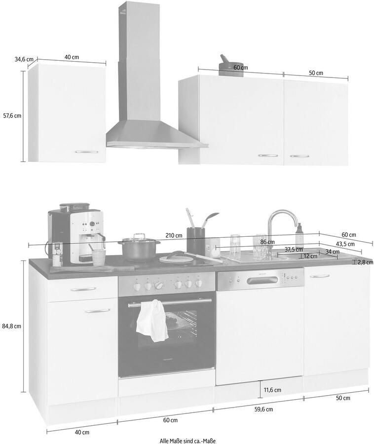 OPTIFIT Keukenblok Parare zonder elektrische apparaten breedte 210 cm - Foto 3
