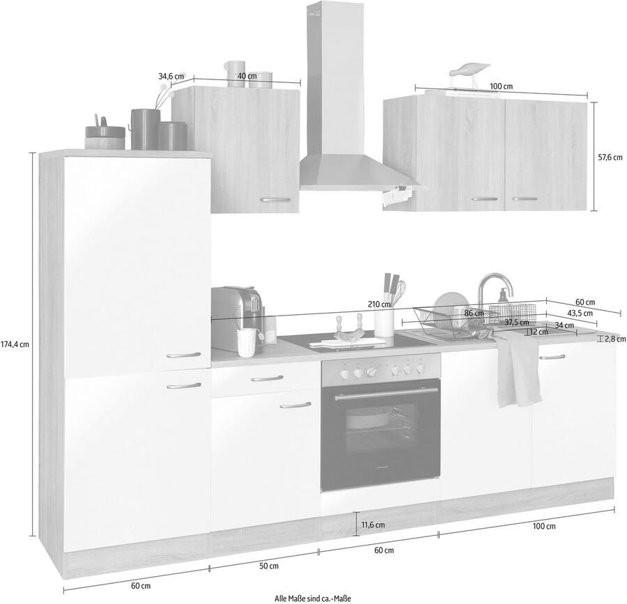 OPTIFIT Keukenblok Parare zonder elektrische apparaten breedte 270 cm