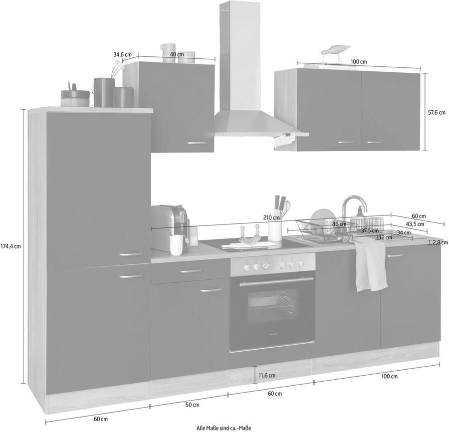 OPTIFIT Keukenblok Parare zonder elektrische apparaten breedte 270 cm