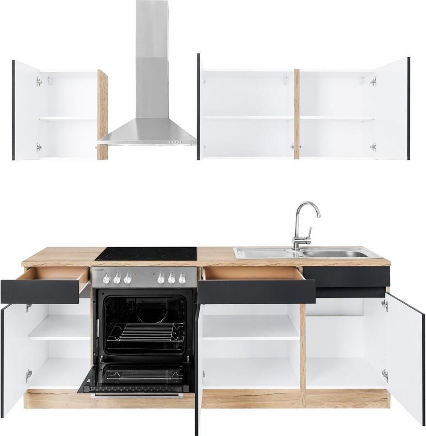 OPTIFIT Keukenblok Roth Breedte 210 cm optioneel met elektrische apparaten push-to-open functie - Foto 2