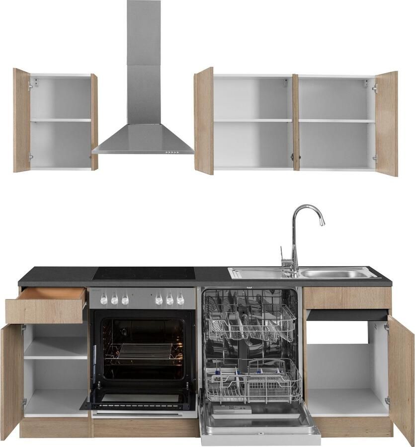 OPTIFIT Keukenblok Roth Breedte 210 cm optioneel met elektrische apparaten push-to-open functie - Foto 3