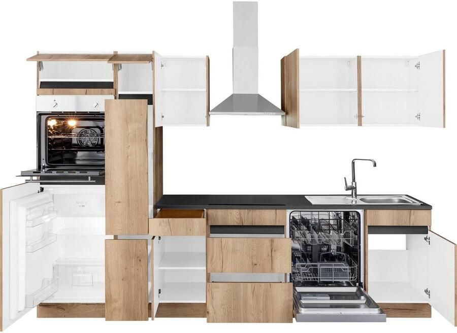 OPTIFIT Keukenblok Roth Breedte 300 cm optioneel met elektrische apparaten met apothekerskast - Foto 8