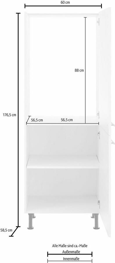 OPTIFIT Koelkastombouw Bern 60 cm breed 176 cm hoog in hoogte verstelbare stelpootjes nisafm. 88 - Foto 2