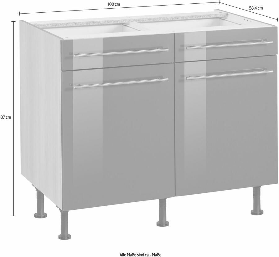 OPTIFIT Onderkast Bern 100 cm breed met 2 deuren 2 laden met in hoogte verstelbare poten