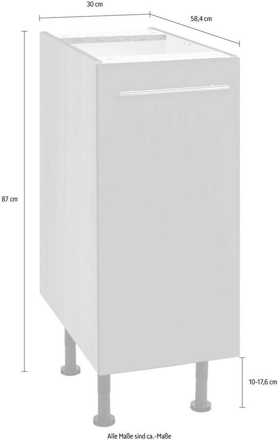 OPTIFIT Onderkast Bern 30 cm breed met 1 deur met in hoogte verstelbare voeten met metalen greep