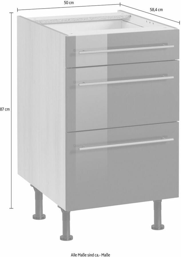 OPTIFIT Onderkast Bern 50 cm breed met lade en 2 laden in hoogte verstelbare poten