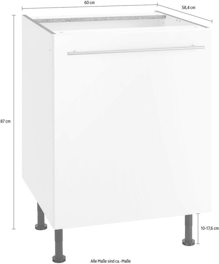 OPTIFIT Onderkast Bern 60 cm breed met 1 deur met in hoogte verstelbare voeten met metalen greep