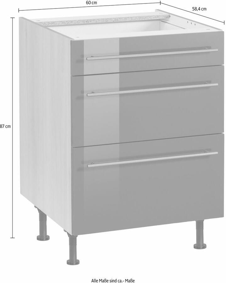 OPTIFIT Onderkast Bern 60 cm breed met lade en 2 laden in hoogte verstelbare poten