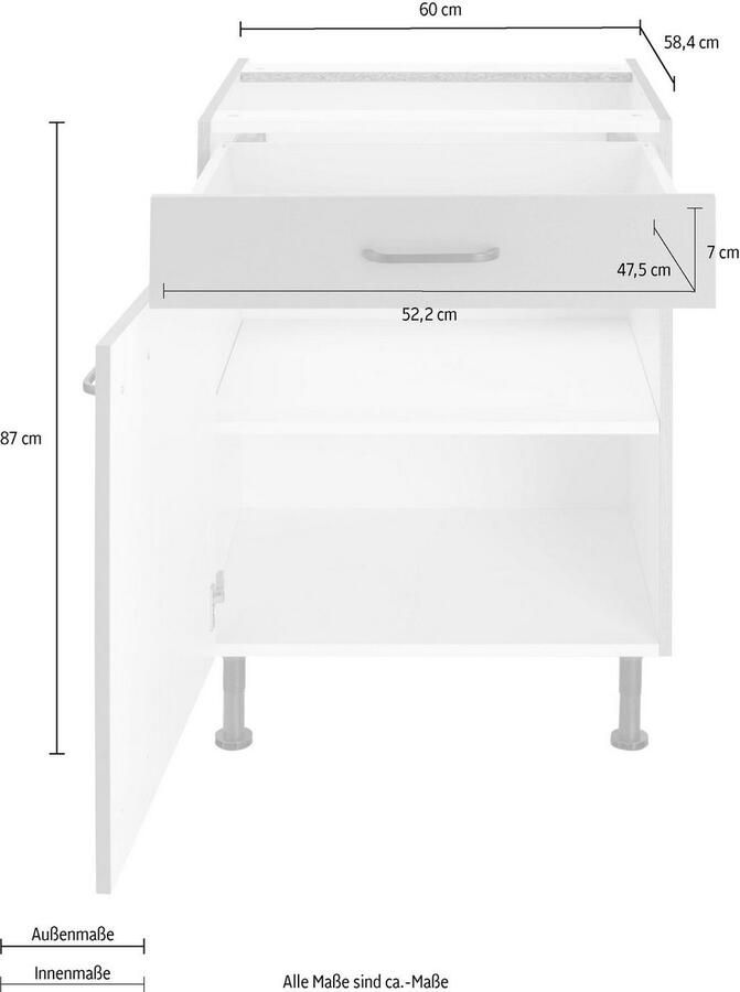 OPTIFIT Onderkast Elga met soft-closefunctie volledig uittrekbare lade metalen handgrepen breedte 60 cm - Foto 2