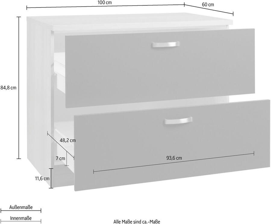 OPTIFIT Onderkast Faro met metalen handgrepen breedte 100 cm - Foto 2