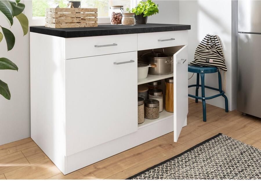OPTIFIT Onderkast Iver Breedte 100 cm 2 deuren en 2 laden met 38 mm werkblad - Foto 6