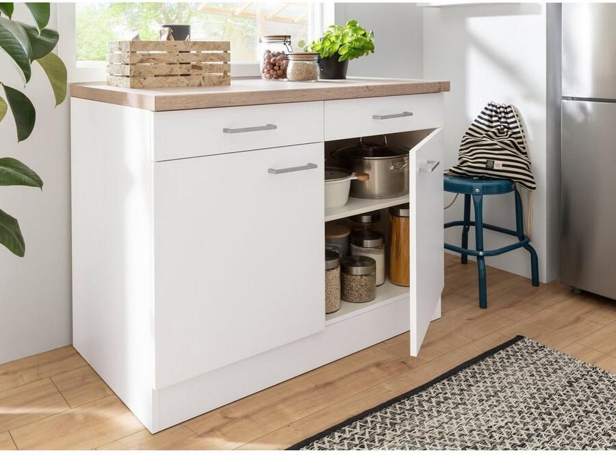 OPTIFIT Onderkast Iver Breedte 100 cm 2 deuren en 2 laden met 38 mm werkblad - Foto 6