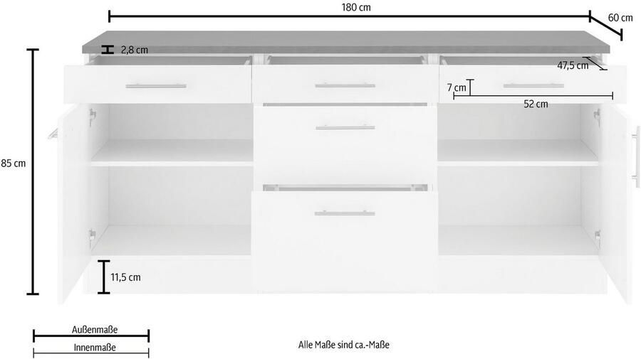 OPTIFIT Onderkast Mini breedte 180 cm met metalen handgrepen - Foto 7