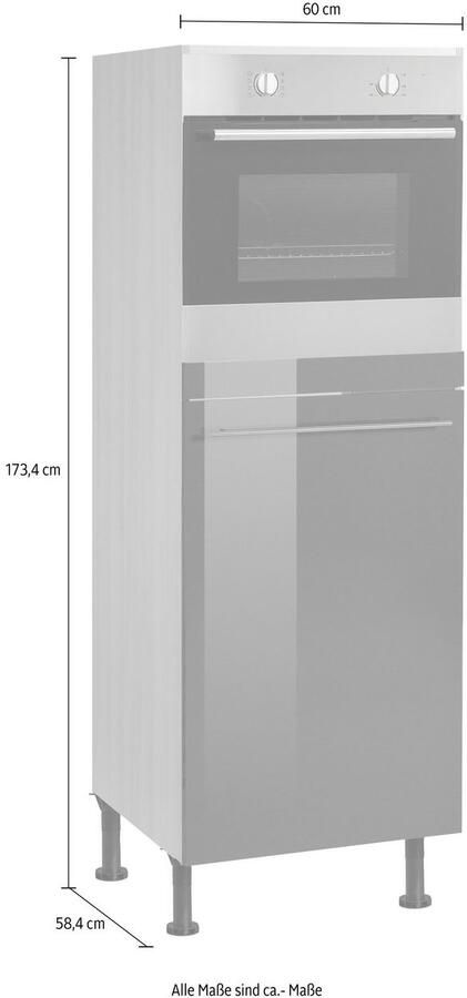 OPTIFIT Oven- koelkastombouw Bern 60 cm breed 176 cm hoog in hoogte verstelbare stelpootjes met metalen greep - Foto 2