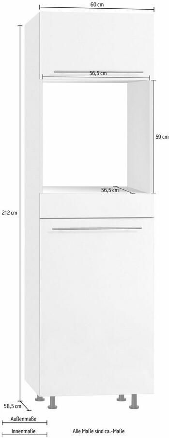 OPTIFIT Oven- koelkastombouw Bern 60 cm breed 212 cm hoog met in hoogte verstelbare stelpoten