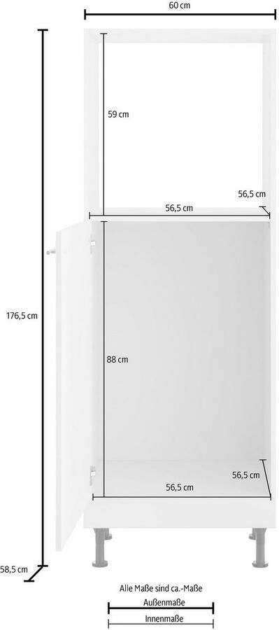 OPTIFIT Ovenombouwkast Bern 60 cm breed 176 cm hoog in hoogte verstelbare stelpootjes met metalen greep