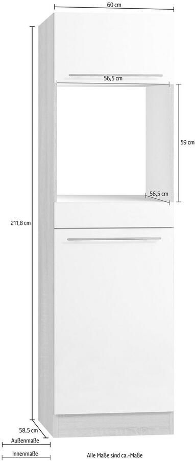 OPTIFIT Ovenombouwkast Bern 60 cm breed 212 cm hoog met in hoogte verstelbare stelpoten
