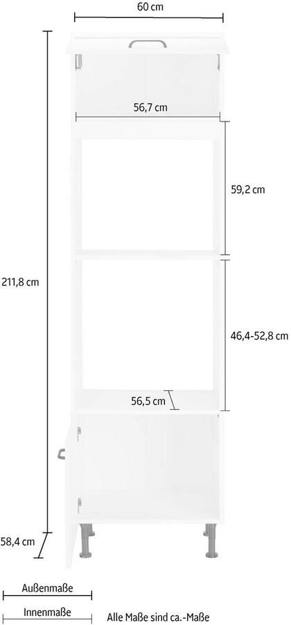 OPTIFIT Ovenombouwkast Elga voor inbouwmagnetron met soft-closefunctie breedte 60 cm