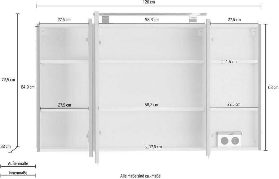 OPTIFIT Spiegelkast Mino Breedte 120 cm - Foto 3