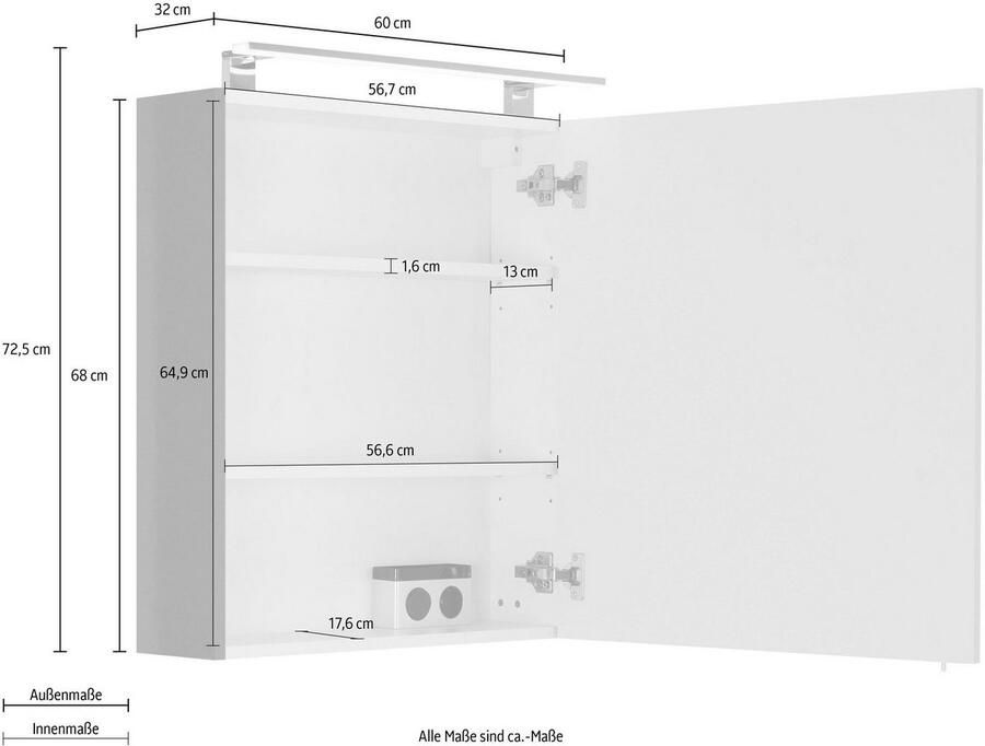 OPTIFIT Spiegelkast Mino Breedte 60 cm - Foto 3