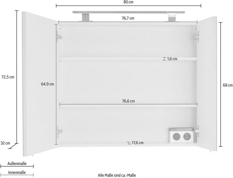 OPTIFIT Spiegelkast Mino Breedte 80 cm - Foto 3