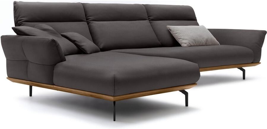 OTTO Creation BY ROLF BENZ Hoekbank Hs.460 Sokkel in walnotenhout onderstel in umbra grijs breedte 338 cm - Foto 6